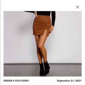 Faux suede mini skirt